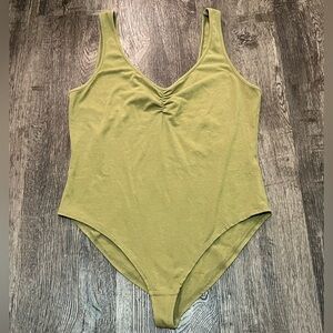 Green Forever 21 Bodysuit with Ruching Detail